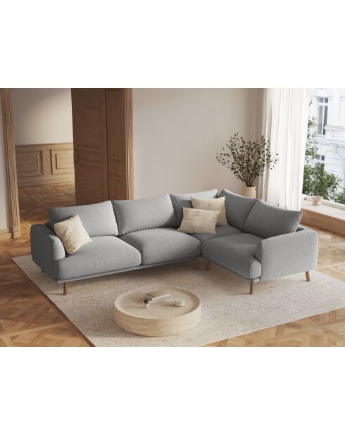 Margot rechter hoekbank in structuurstof 5-zits essenmix - 280x195x75 cm