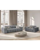 Luc bank in grijze structuurstof voor 3 personen - 204x99x77 cm