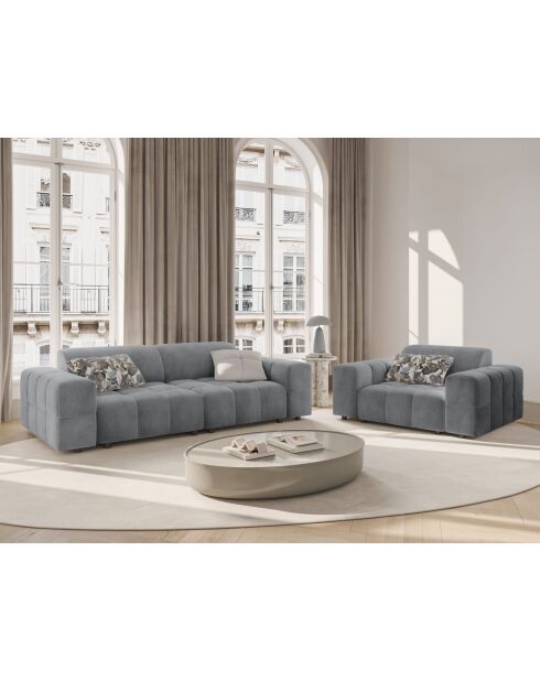 Luc Sofa aus grauem 3-Sitzer-Strukturstoff - 204x99x77 cm