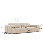 Luc bank in grijze structuurstof voor 3 personen - 204x99x77 cm