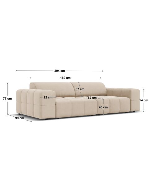 Luc Sofa aus grauem 3-Sitzer-Strukturstoff - 204x99x77 cm
