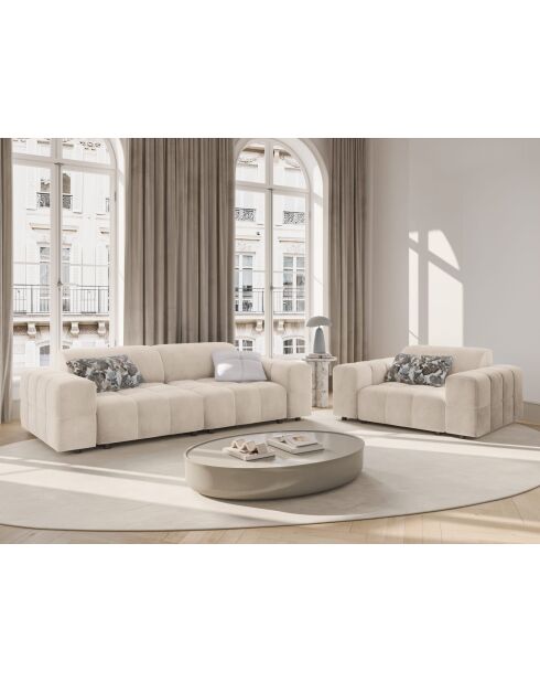 Fauteuil Luc en tissu structurel 1 place le sable - 124x99x77 cm