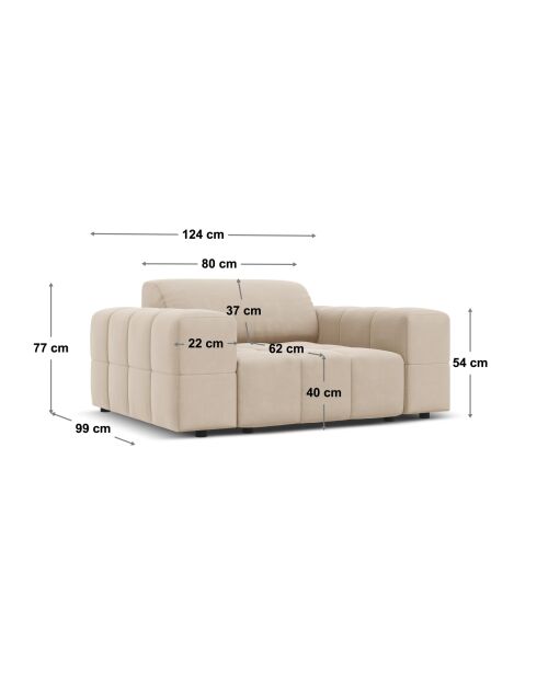 Fauteuil Luc en tissu structurel 1 place le sable - 124x99x77 cm