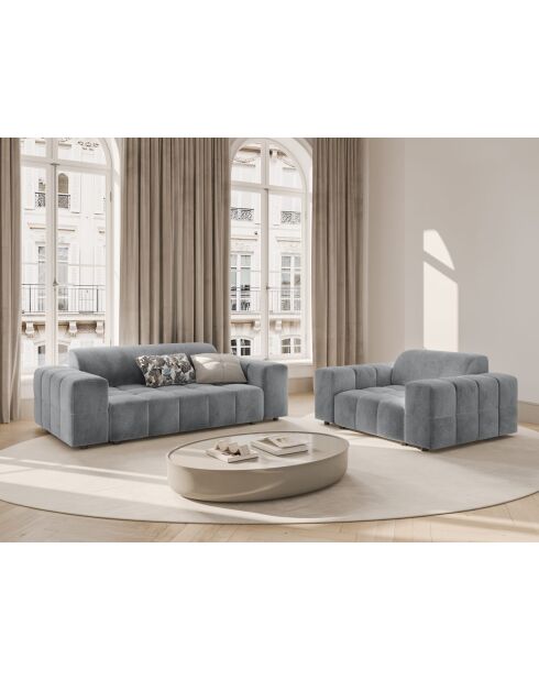 Canapé Luc en tissu structurel 2 places gris - 178x99x77 cm