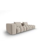 Lorella modulaire rechte bank in structuurstof 4 zitplaatsen zand - 265x85x70 cm