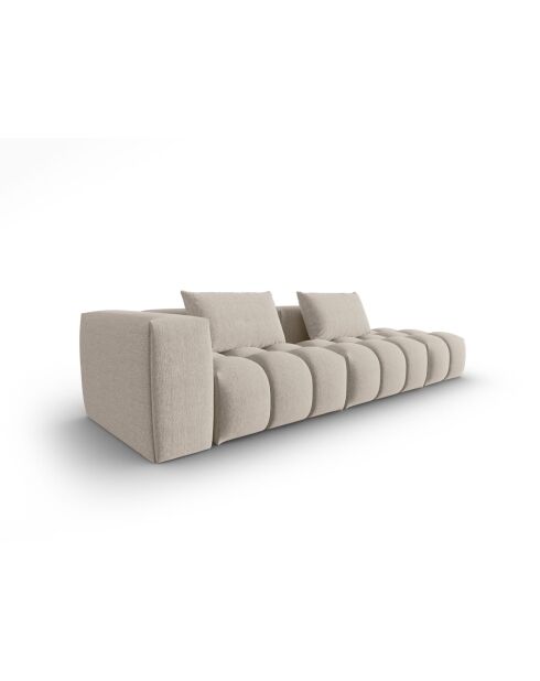 Lorella modulaire rechte bank in structuurstof 4 zitplaatsen zand - 265x85x70 cm