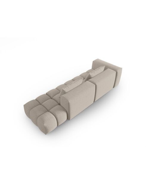 Lorella modulaire rechte bank in structuurstof 4 zitplaatsen zand - 265x85x70 cm