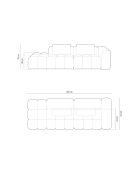 Lorella modulaire rechte bank in structuurstof 4 zitplaatsen zand - 265x85x70 cm