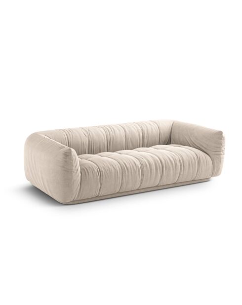 Bank Julia in beige structuurstof voor 3 personen - 225x100x68 cm
