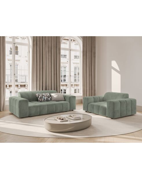 Canapé Luc en tissu structurel 2 places vert olive foncé - 178x99x77 cm