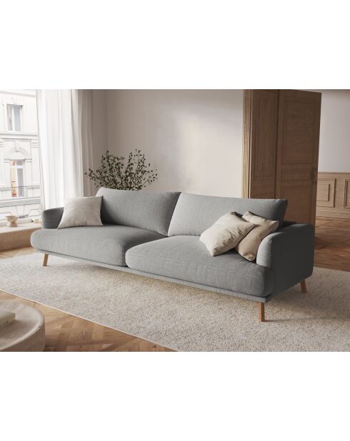 Margot-bank in structuurstof, 4 stoelen, essenmix - 230x95x75 cm