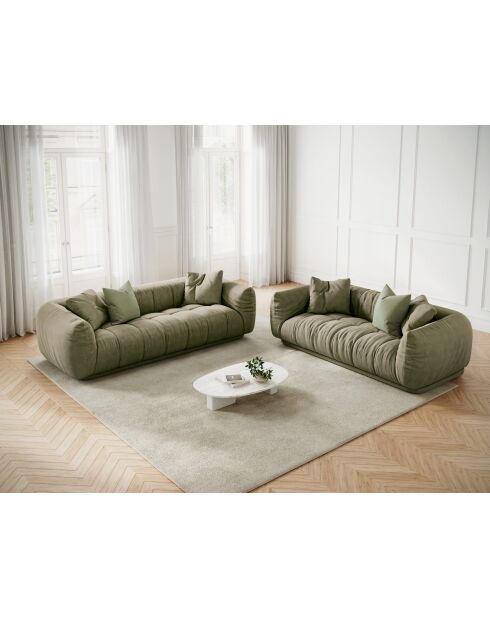 Canapé Julia en tissu structurel 2 places olive - 200x100x68 cm