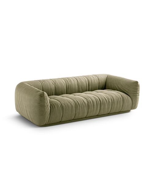 Sofa Julia aus Strukturstoff 3 Sitze oliv - 225x100x68 cm