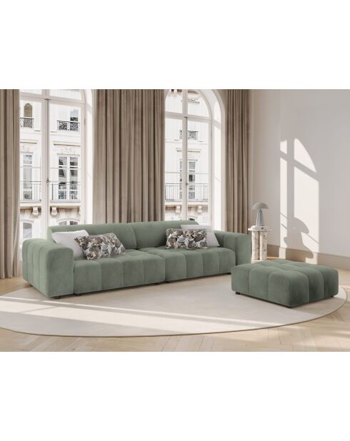 Luc bank in structuurstof 4 stoelen donker olijfgroen - 244x99x77 cm