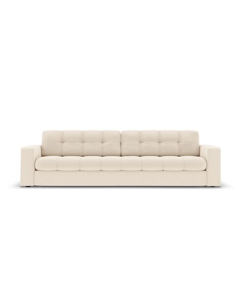 Yohan Sofa aus Strukturstoff 4 Sitze hellbeige - 227x90x72 cm