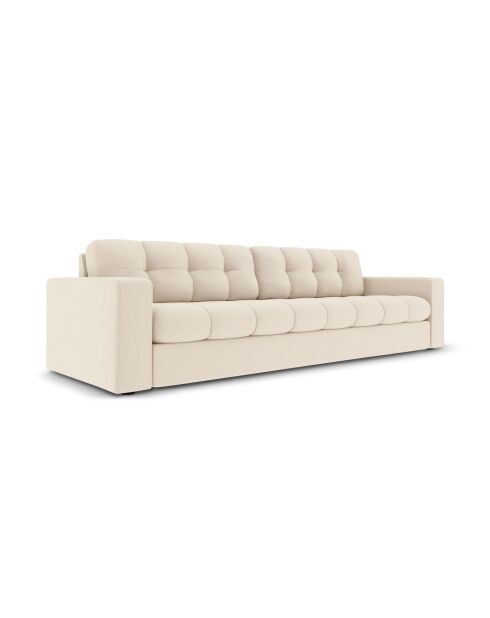 Yohan Sofa aus Strukturstoff 4 Sitze hellbeige - 227x90x72 cm