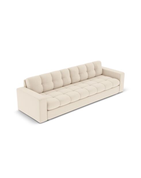 Yohan Sofa aus Strukturstoff 4 Sitze hellbeige - 227x90x72 cm