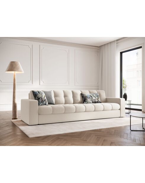 Yohan Sofa aus Strukturstoff 4 Sitze hellbeige - 227x90x72 cm
