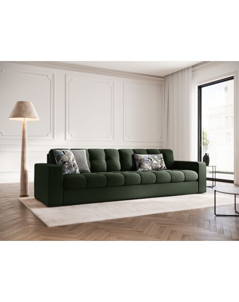 Yohan Sofa aus Strukturstoff 4 Sitze dunkelgrün - 227x90x72 cm