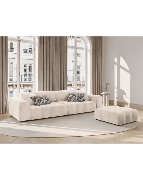 Luc bank in structuurstof 4 zitplaatsen zand - 244x99x77 cm
