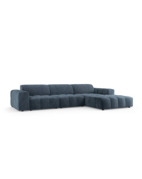 Ecksofa Luc, rechtes, aus Strukturstoff, 4 Sitze, dunkelblau - 284 x 163 x 77 cm