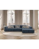 Rechterhoekbank Luc in structuurstof 4 zitplaatsen donkerblauw - 284x163x77 cm