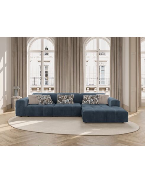 Ecksofa Luc, rechtes, aus Strukturstoff, 4 Sitze, dunkelblau - 284 x 163 x 77 cm