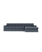 Yohan rechtes Ecksofa aus Strukturstoff 4 Sitze dunkelblau - 236x160x72 cm
