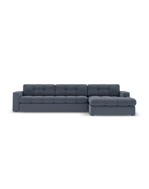 Yohan rechtes Ecksofa aus Strukturstoff 4 Sitze dunkelblau - 236x160x72 cm