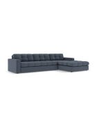 Yohan rechtes Ecksofa aus Strukturstoff 4 Sitze dunkelblau - 236x160x72 cm