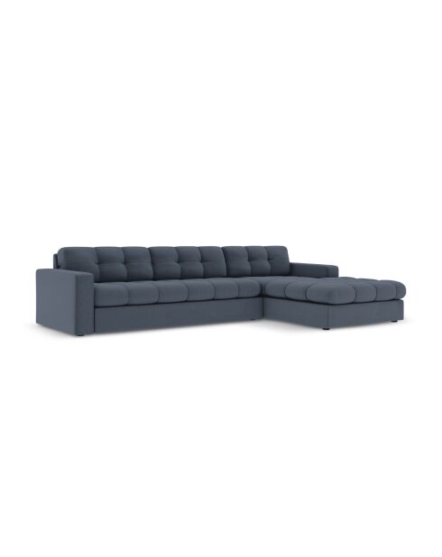 Yohan rechtes Ecksofa aus Strukturstoff 4 Sitze dunkelblau - 236x160x72 cm
