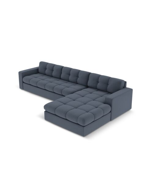 Yohan rechtes Ecksofa aus Strukturstoff 4 Sitze dunkelblau - 236x160x72 cm