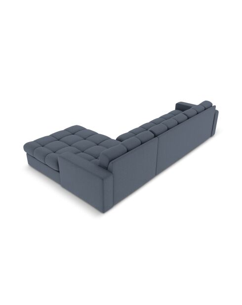 Yohan rechtes Ecksofa aus Strukturstoff 4 Sitze dunkelblau - 236x160x72 cm