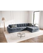 Yohan rechtes Ecksofa aus Strukturstoff 4 Sitze dunkelblau - 236x160x72 cm