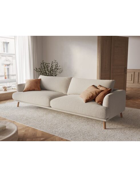 Sofa Margot aus beigem 4-Sitzer-Strukturstoff - 230x95x75 cm