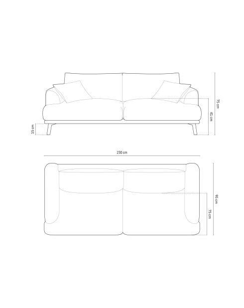 Sofa Margot aus beigem 4-Sitzer-Strukturstoff - 230x95x75 cm