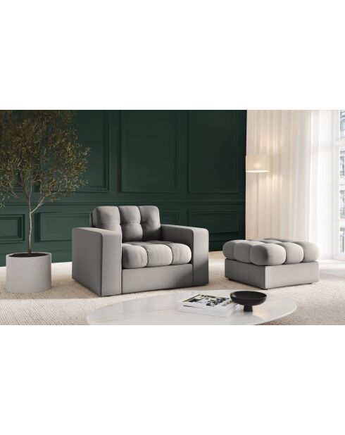 Fauteuil Yohan in structuurstof 1-zits lichtgrijs - 97x90x72 cm