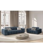 Sessel Luc aus Strukturstoff, 1-Sitzer, dunkelblau - 124x99x77 cm