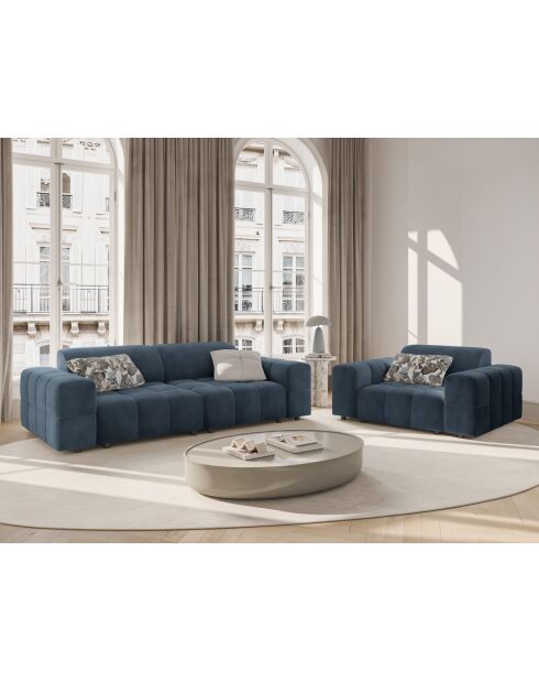 Sessel Luc aus Strukturstoff, 1-Sitzer, dunkelblau - 124x99x77 cm