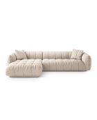Julia modulaire linkerhoekbank in beige structuurstof voor 3 zitplaatsen - 295x170x68 cm
