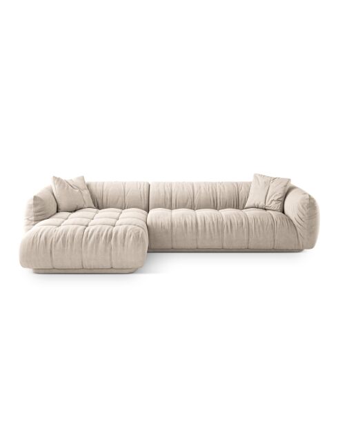 Modulares linkes Ecksofa Julia aus beigefarbenem 3-Sitzer-Strukturstoff - 295x170x68 cm