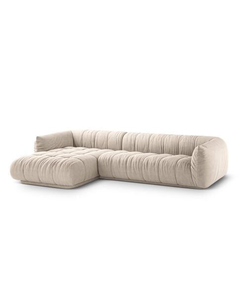 Modulares linkes Ecksofa Julia aus beigefarbenem 3-Sitzer-Strukturstoff - 295x170x68 cm