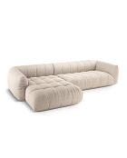 Julia modulaire linkerhoekbank in beige structuurstof voor 3 zitplaatsen - 295x170x68 cm