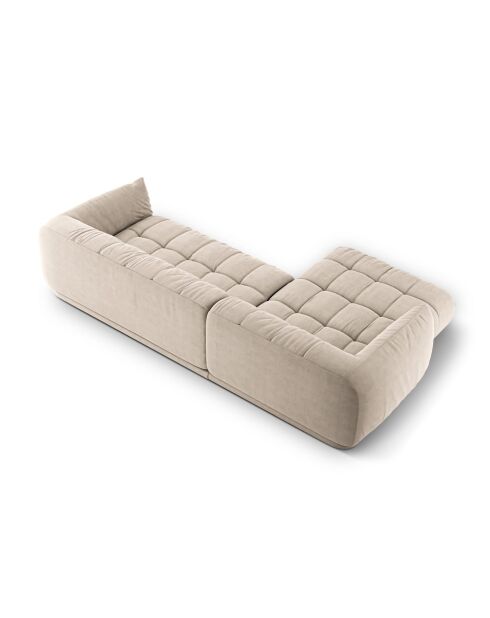 Modulares linkes Ecksofa Julia aus beigefarbenem 3-Sitzer-Strukturstoff - 295x170x68 cm