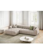 Julia modulaire linkerhoekbank in beige structuurstof voor 3 zitplaatsen - 295x170x68 cm