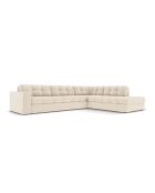 Yohan rechtes Ecksofa aus Strukturstoff 5 Sitze hellbeige - 236x199x72 cm