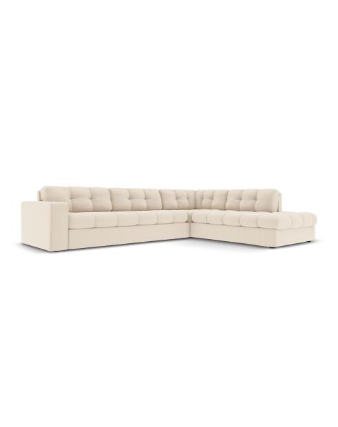 Yohan rechtes Ecksofa aus Strukturstoff 5 Sitze hellbeige - 236x199x72 cm
