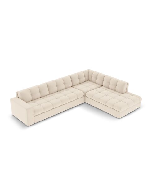 Yohan rechtes Ecksofa aus Strukturstoff 5 Sitze hellbeige - 236x199x72 cm