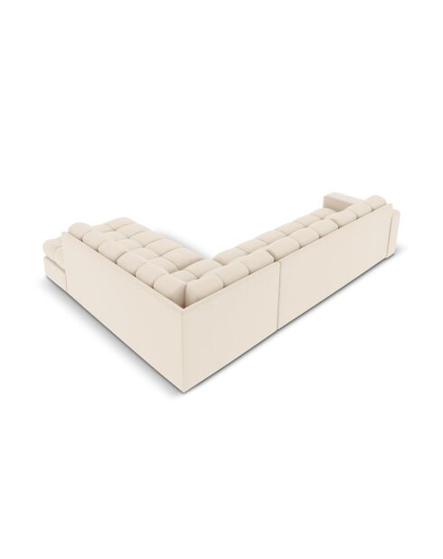 Yohan rechtes Ecksofa aus Strukturstoff 5 Sitze hellbeige - 236x199x72 cm