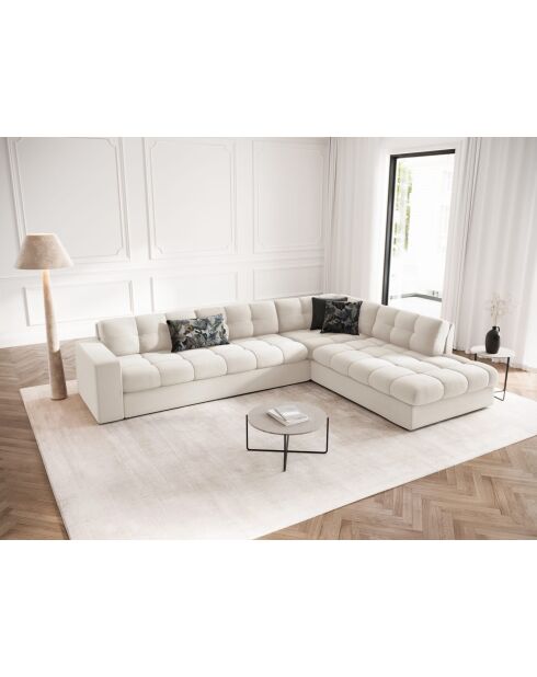 Yohan rechtes Ecksofa aus Strukturstoff 5 Sitze hellbeige - 236x199x72 cm